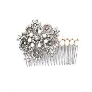Vintage floral pearl bridal comb AC081