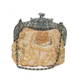 Vintage frame gold beaded wedding bridal handbag B056