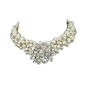 Vintage inspired pearl cluster choker CE015