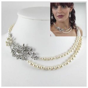 Vintage leafy pearl vintage wedding necklace AF183 wedding jewellery wedding necklaces