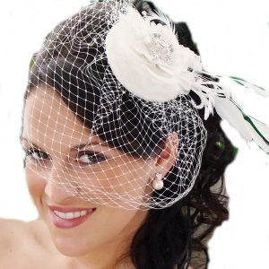 Vintage pillbox veiled wedding hat F030 wedding hair accessories