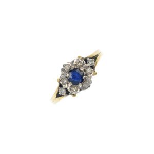 'Vivien' 18ct gold diamond sapphire vintage engagement dress ring