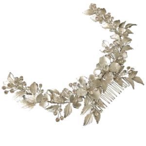 Curved bridal hair comb 'floral extravaganza'