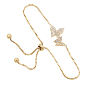Gold crystal butterfly bracelet