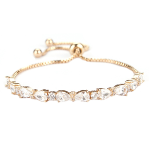 Adjustable gold or silver crystal bracelet