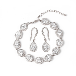 Crystal teardrop bracelet and earrings set