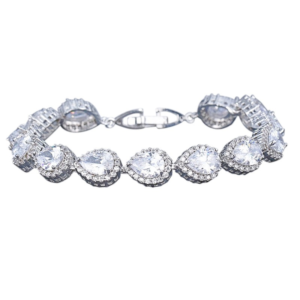 Classic crystal teardrop wedding bracelet