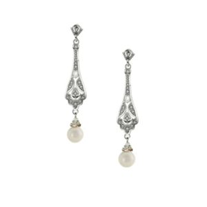 Art Deco pearl wedding earrings 'Edith'