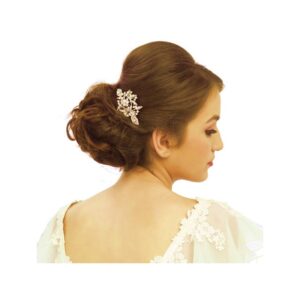 'Shimmer' gold pearl crystal bridal hair comb